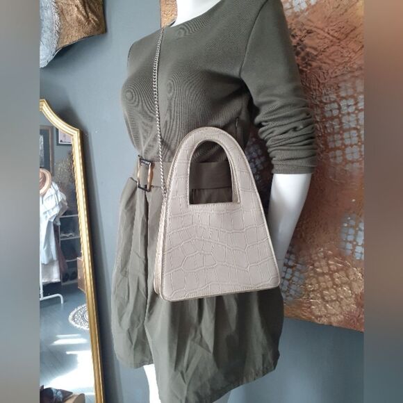 Zara Cream Faux Leather Croc-Embossed Women's Bag - Picture 5 of 14